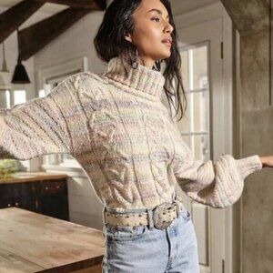 Free People Popsicle Marled Turtleneck Pullover Sweater Size M